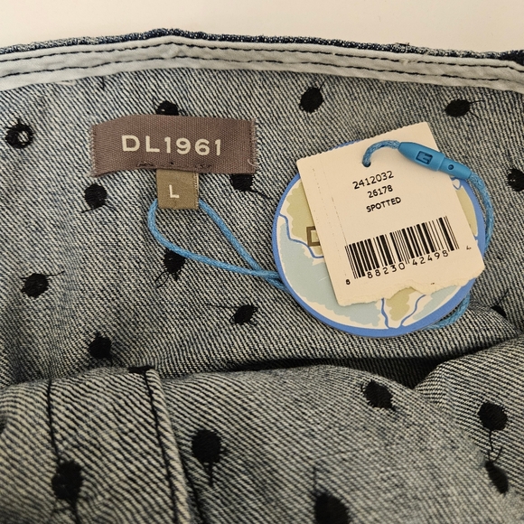 DL1961 Eilis Sleeveless Denim Dress Blue Polka Dot Layering V-Neck Embroidered - Picture 14 of 14